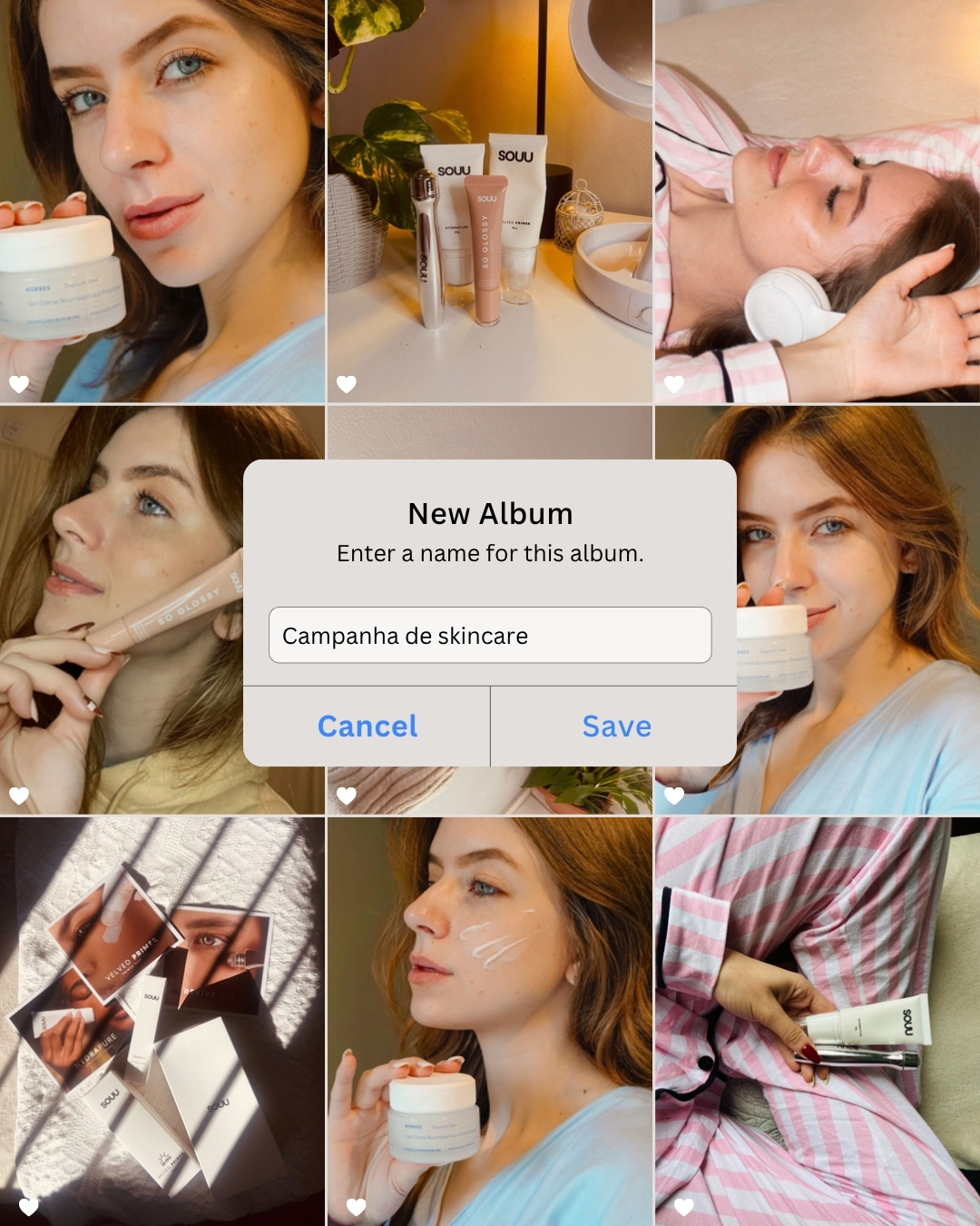 Exemplos de fotos para campanha de skincare