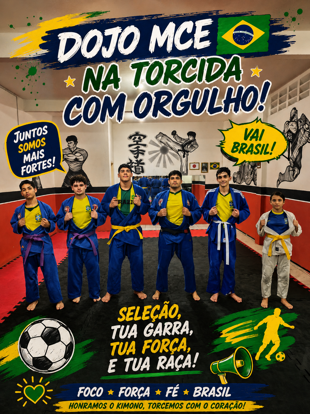 Campanha do futebol dentro da arte marcial judoista.