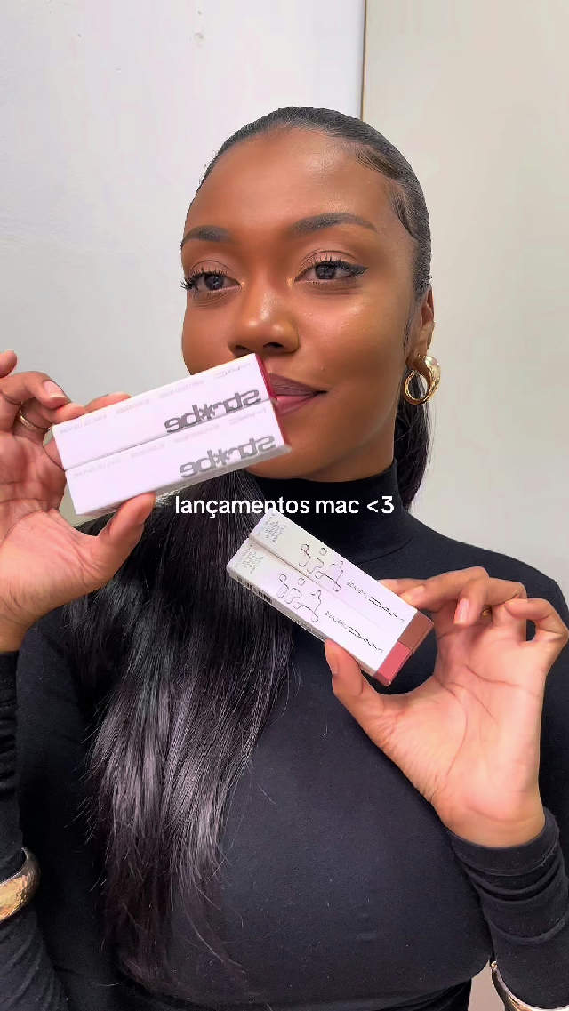 lançamentos mac ★ blush líquido strobe beam, cores: good vibes e unsweetened gloss labial lipglass air, cores: 226 casual e 229 quality